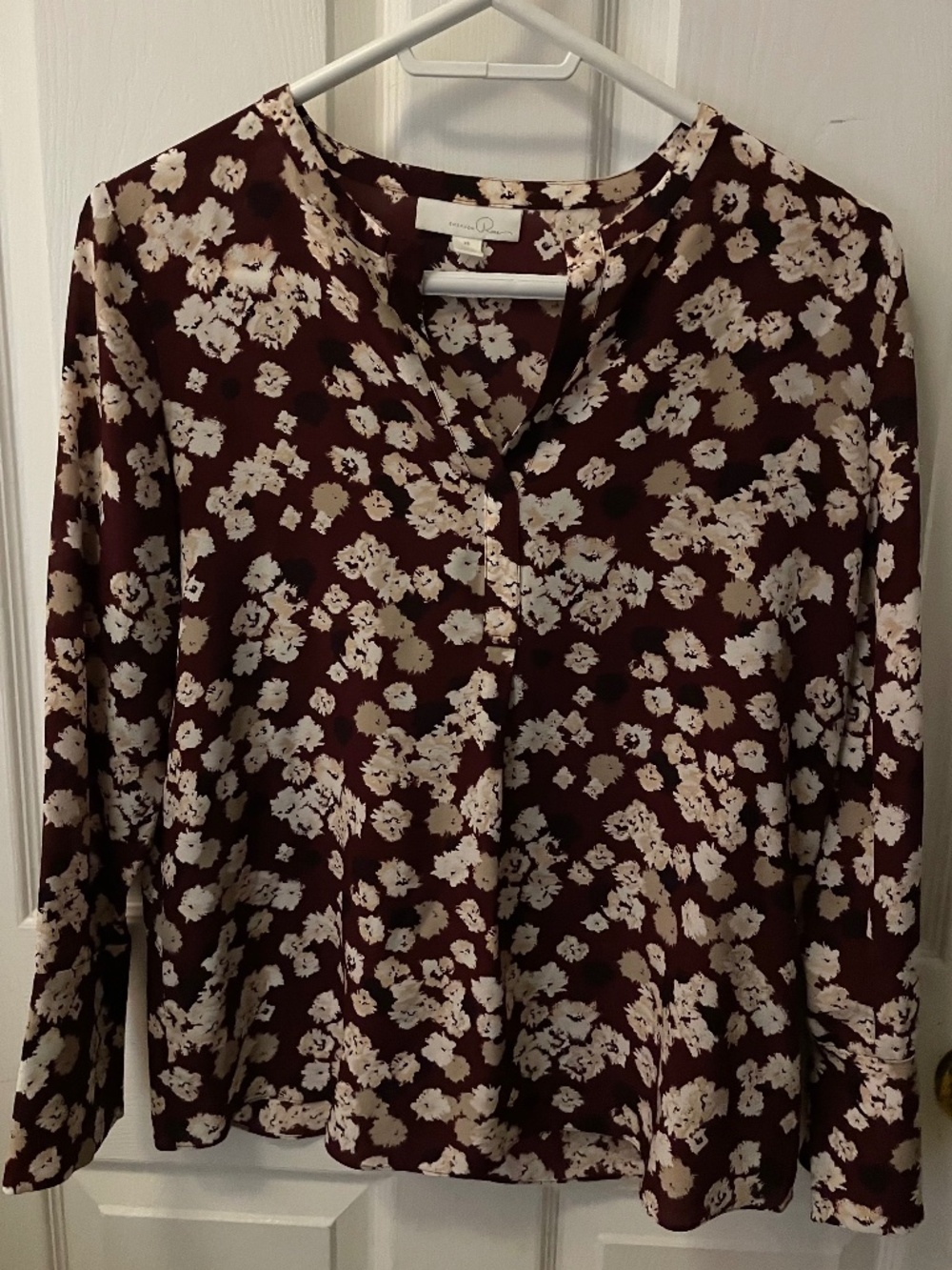 Nordstrom Burgundy Floral Silk Blouse